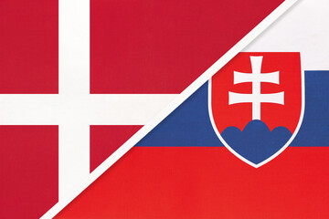 Obraz premium Denmark and Slovakia, symbol of country. Danish vs Slovak national flags.