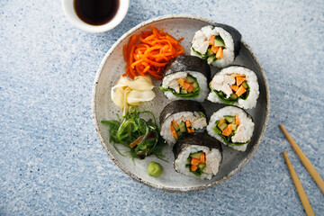 Traditional Korean rolls with vegetables