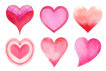 Watercolor heart symbol collection 4 of 10 . Isolated white background . Illustration .