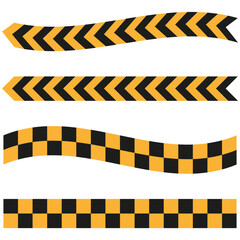 Yellow and black warning ribbons. Vector illustration. EPS 10.