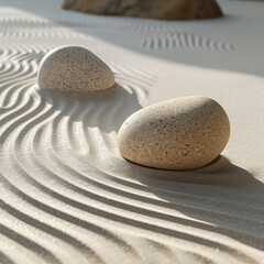 Fototapeta na wymiar Round stones on the sand 