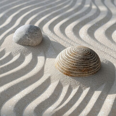 Fototapeta na wymiar Round stones on the sand 