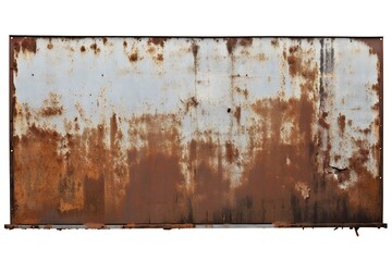 Old rusted metal blank billboard advertisement on white background Generative AI