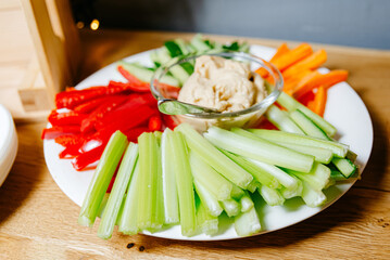 Healthy Veggie Snack Platter with Hummus Dip