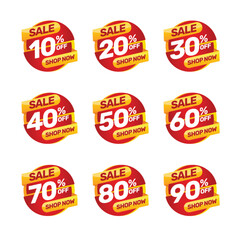 Set of discount offer price label, sale promo marketing	
