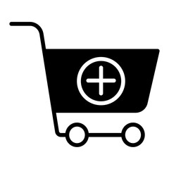 Add cart solid glyph icon