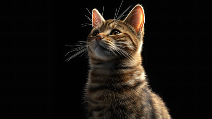 Obraz premium Candid Brown Cat Isolated with Black Background