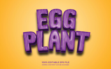 Eggplant 3D editable text style effect
