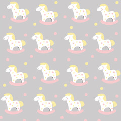 seamless vector pattern cute pony horses for children