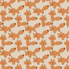 seamless vector pattern cute foxes