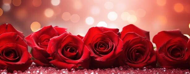 Red rose on pink background, Valentine special. Created with Ai