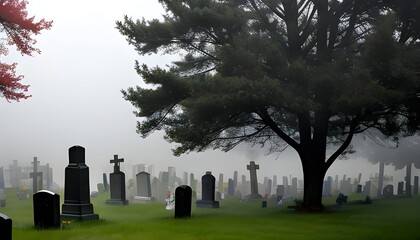 graveyard in the fog