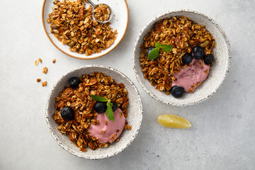 Granola bowl with yogurt and berries