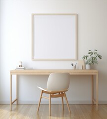 Blank vertical poster frame mockup in cozy home interior background. Photo Frame Mockup Luxurious with white wall background