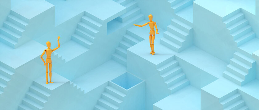 Abstract background. Red Ladder concept of business leadership success and differentiated thinking of investing and managing future risks. banner, copy space, digital, website, 3d Rendering