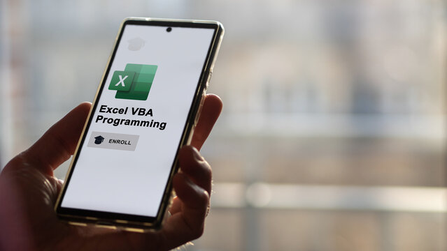 Excel VBA Programming program on a phone, upskilling certification by e-learning