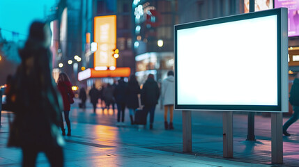 Mockup white screen, small billboard outdoor - obrazy, fototapety, plakaty