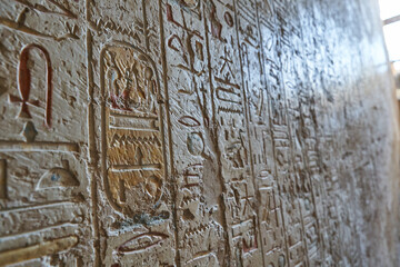 texture details of Tomb of pharaohs Rameses V and VI in Valley of the Kings, Luxor, Egypt