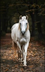 Obraz premium White horses in the wild in nature
