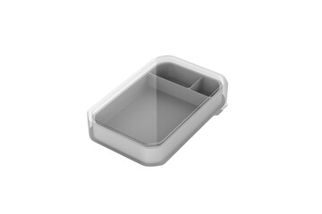 Clear Plastic Food Container Mockup Isolated On White Background. 3d illustration