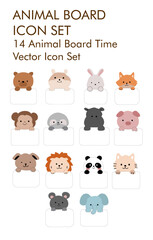 14 Animal board vector icon set