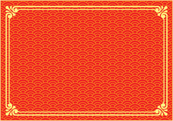 Vector illustration for design collection of Chinese style frames on red background
