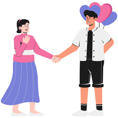 Man Giving Heart Shaped Balloon to His Partner on Valentines Day Illustration