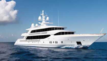 Fototapeta na wymiar White luxury yacht sailing in ocean