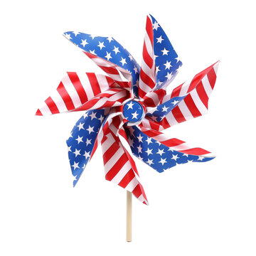 Patriotic Red White and Blie Pinwheel with Stars and Stripes of USA