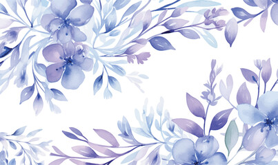 blue floral background watercolor - obrazy, fototapety, plakaty