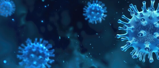 Fototapeta na wymiar A virus on a blue background. Virus protection