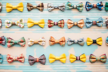 old-fashioned bow ties sorted by color