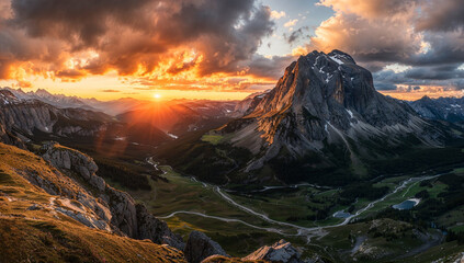 Fototapeta premium sunset over the mountains