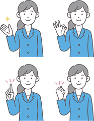 スーツの女性の上半身ポーズセット01