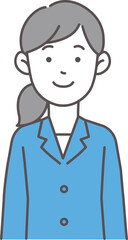 笑顔のスーツの女性の上半身イラスト