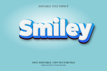 Smiley editable 3d text effect for vector illustration