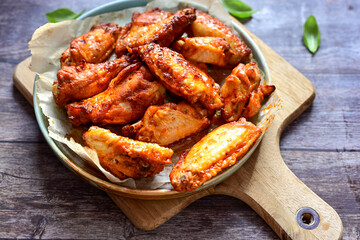 
 Crispy  deep fried   chicken 
 wings with cornflakes , ketchup and french fries . Breaded  with cornflakes chicken   wings. Junk fast food
