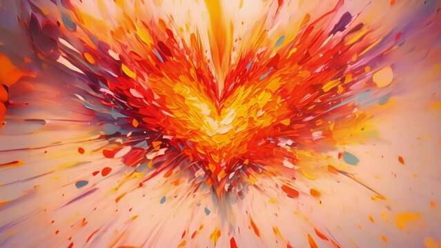 Mesmerizing expressionist artwork portraying the chaotic and beautiful formation of the heart through a flurry of energetic strokes.