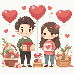 Obraz na płótnie Canvas Couple Clip Art Icon Vector for Valentine