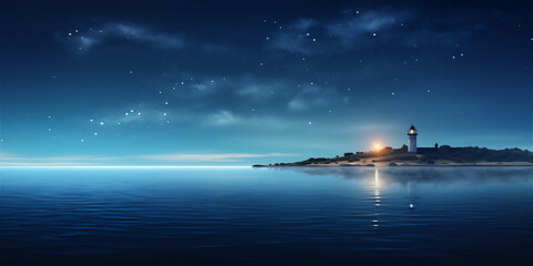 Obraz premium lighthouse in the sea at night