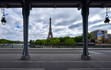 View on Eiffel Tower from Bir Hakeim bridge, Paris