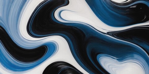 A blend of blue black and white gradient waves. Liquid paint gradient and brushstrokes.