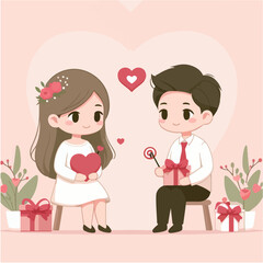 Couple Clip Art Icon Vector for Valentine