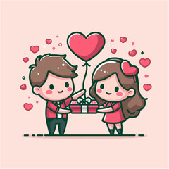 Couple Clip Art Icon Vector for Valentine