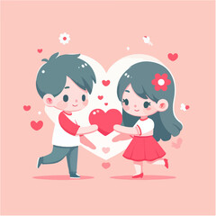 Couple Clip Art Icon Vector for Valentine