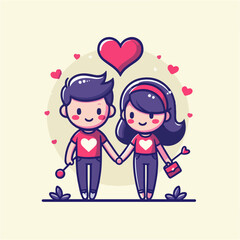 Couple Clip Art Icon Vector for Valentine