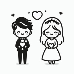 Couple Clip Art Icon Vector for Valentine