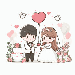Couple Clip Art Icon Vector for Valentine