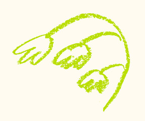 Flower chalk style wax crayons Hand drawn Children drawing