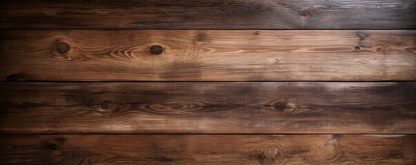 Obraz na płótnie Canvas Wood plank top desk background, above view. Closeup grunge brown wooden oak table Generative AI